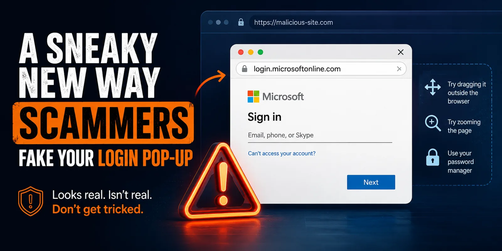 A Sneaky New Way Scammers Fake Your Login Pop-up